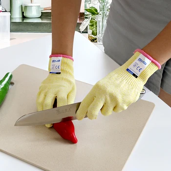 Ръкавици със Защита От Порязване GMG Yellow HPPE EN388 Предпазни Работни Ръкавици със Защита от порязване 5-то ниво За Кухня, Устойчиви Към нарязан-устойчиви Ръкавици 2