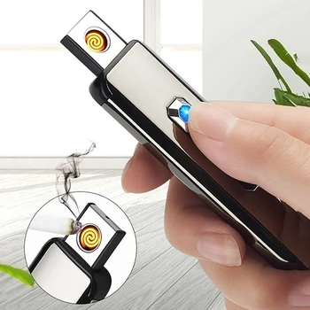 Преносима Електронна Запалка USB Акумулаторна Ветрозащитная Аксесоари За Пушачи Инструменти Многоцветни Запалки-Тънки Мъжки Подаръци 1