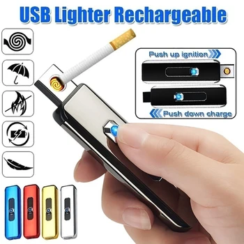 Преносима Електронна Запалка USB Акумулаторна Ветрозащитная Аксесоари За Пушачи Инструменти Многоцветни Запалки-Тънки Мъжки Подаръци 2