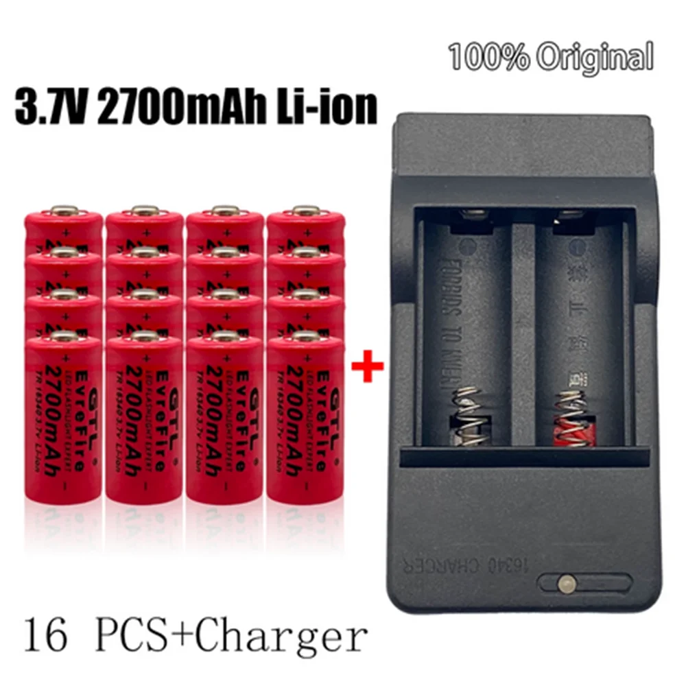 3,7 На 2700 mah Литиево-йонна батерия 16340 Батерия cr123a lithium Акумулаторни Батерии CR123 за Лазерна Писалка Led Фенерче, Помещение за Сигурност + Зарядно Устройство Изображение 5