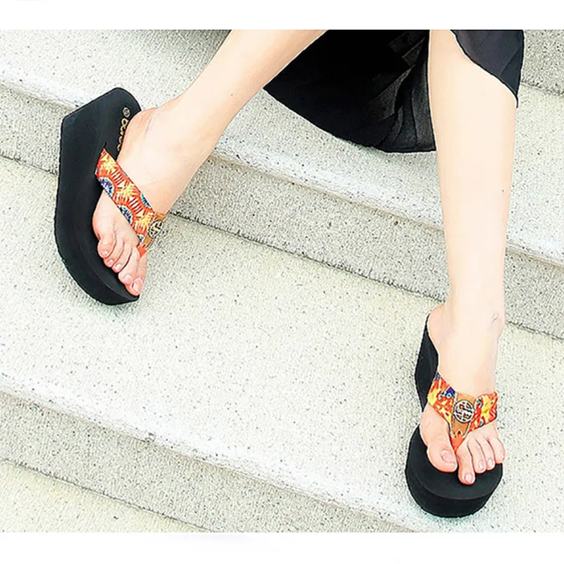 Boree/Дамски обувки, лято 2020, Плажни сандали в бохемски стил, чехли На танкетке и платформа, Чехли, Улични Чехли, sapatos das mulheres Изображение 5
