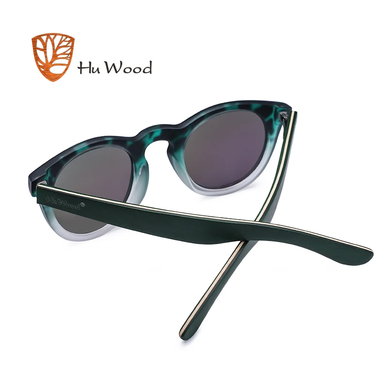 HU WOOD Модни Овални Слънчеви Очила С Поляризирани Лещи, Шарени Очила В Дървена Рамка, Дамски Розови Очила, Мъжки Прозрачни GR8006 Изображение 5