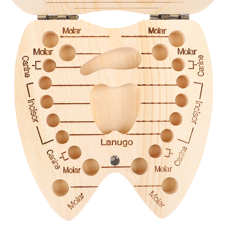 Графинчик за млечни зъби с имената от Дърво Кутия за млечни зъби Заоблена Кутия с надпис, персонализирани с име Изображение 5