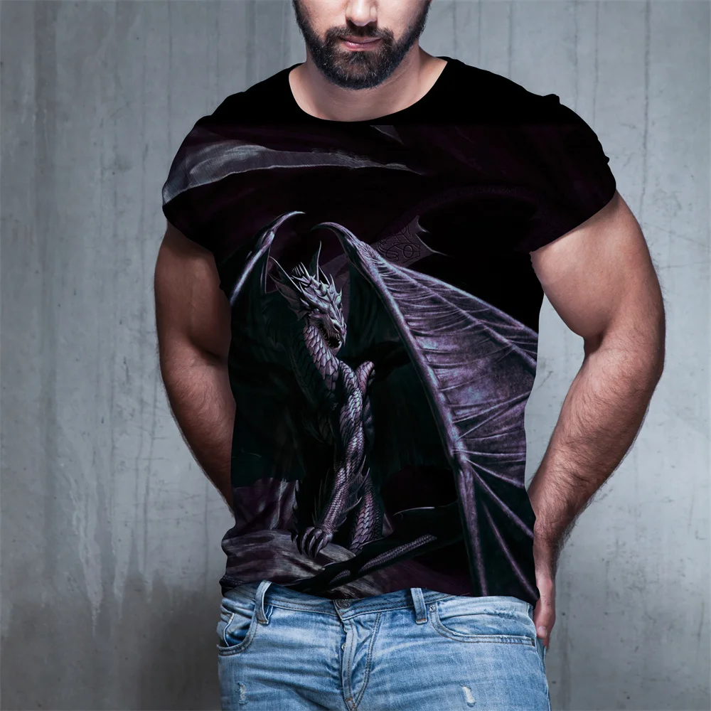Мъжка тениска с пятицветным Дракон и 3D Принтом под формата на Животно, Дракон, къс ръкав, лятна Тениска Оверсайз за деца/момичета, блузи в стил Харадзюку,... Изображение 5