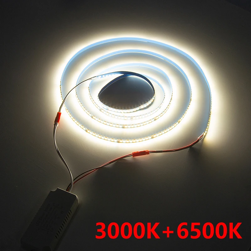 （2 точки заваряване） 3 метра 2835 200D двуцветен led лента за ремонт на полилея, от 3000 До + 6500 До светодиодна лента (51-60 W) X2 цвят Изображение 5