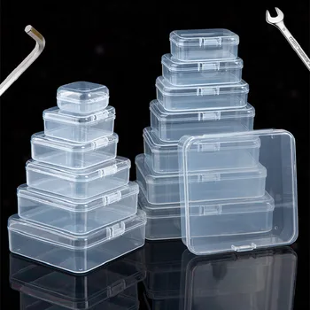 Мини Пластмасова Кутия Правоъгълна Кутия С Прозрачен Опаковъчна Кутия Кутия Кутия За Съхранение На Прахоустойчив Здрав Здрав Калъф За Съхранение На Бижута Контейнер 1