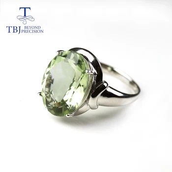 TBJ, 10-каратный натурален зелен аметист, скъпоценен камък, голям пръстен, естествени бразилски бижу, бижута от сребро 925 проба, изящни бижута за жени 2