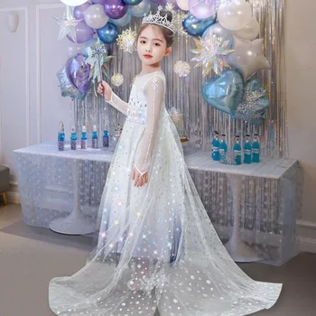 Облечи снежната кралица Елза и Анна, Лятна Рокля на Принцеса Кралица Айши, Костюм на принцеса за Хелоуин, деня на раждане 1