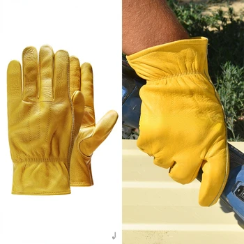 Мъжки работни ръкавици за обществени работи, за Градинарство/Рязане /Строителство /Мотоциклети, Тежкотоварни кожени Ръкавици 1