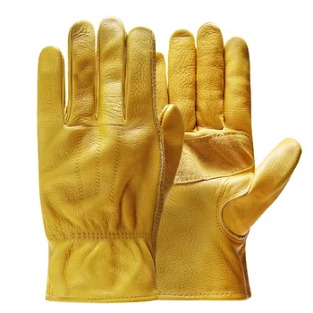 Мъжки работни ръкавици за обществени работи, за Градинарство/Рязане /Строителство /Мотоциклети, Тежкотоварни кожени Ръкавици 2