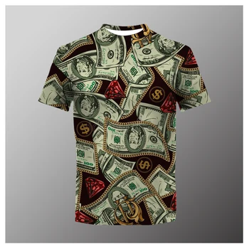 Лятна мъжка тениска, Лидер на Продажбите, Мода тенденция на тениски с 3D Принтом Долара, Лятна Тениска в смелом Стил, къс Ръкав, Модни градинска облекло 1