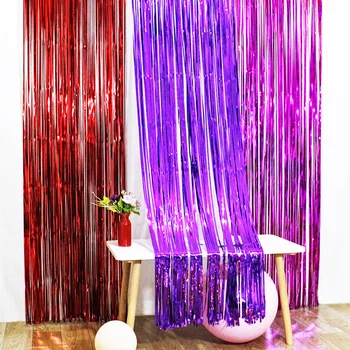 Аксесоари за декорация на партита с фон пискюл дъжд копринена завеса цветна лента рожден ден, сватбена украса лента 2