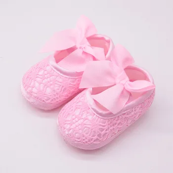 Обувки принцеса с мека подметка, Обувки за бебета, Пролетно-есенна Обувки за деца, Нескользящая обувки за момичета на Сватба, Кръщенета, с лък, от 0 до 1 година