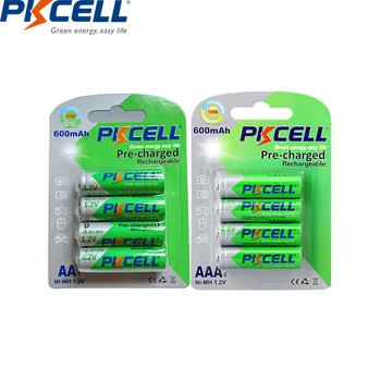 8 бр. лот PKCELL 4 бр. ААА 1,2 НА NIMH батерията и 4 бр. AA 600 mah NIMH акумулаторна батерия нисък саморазряд батерии за играчки 1