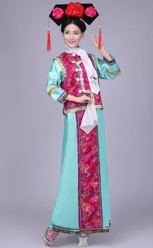 Плюс Размер Китайски Традиционен Костюм Женски Костюм на Династия Цин Китайската Принцеса Дрехи, С Шапка Женски Костюм JC16012 2