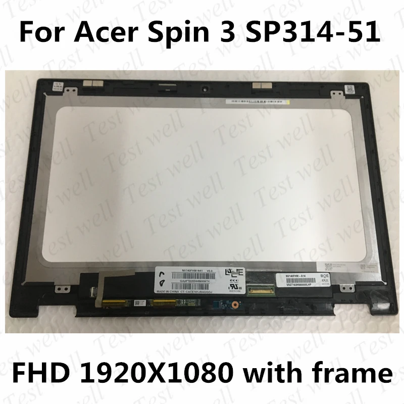 Оригинален нов За Acer Spin 3 SP314-51 sp314-52 N17W5 лаптоп Сензорен Дигитайзер + LCD led дисплей Матрица В Събирането Дисплей С Рамка Изображение 1