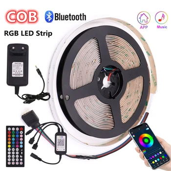 RGB COB Led Лента Bluetooth Управление на 12 840 led Гъвкав Ключодържател COB Светлини с Висока Линейна Плътност на Светлината Led Лента Лента Въже Светлина