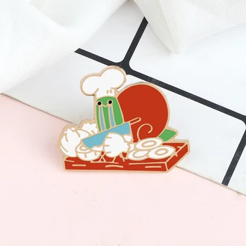 Забавен охлюв брошка-готвач за деца, приятели, карикатура на животните Сладък Японски стил емайл игли деним чанта икона бижута подарък