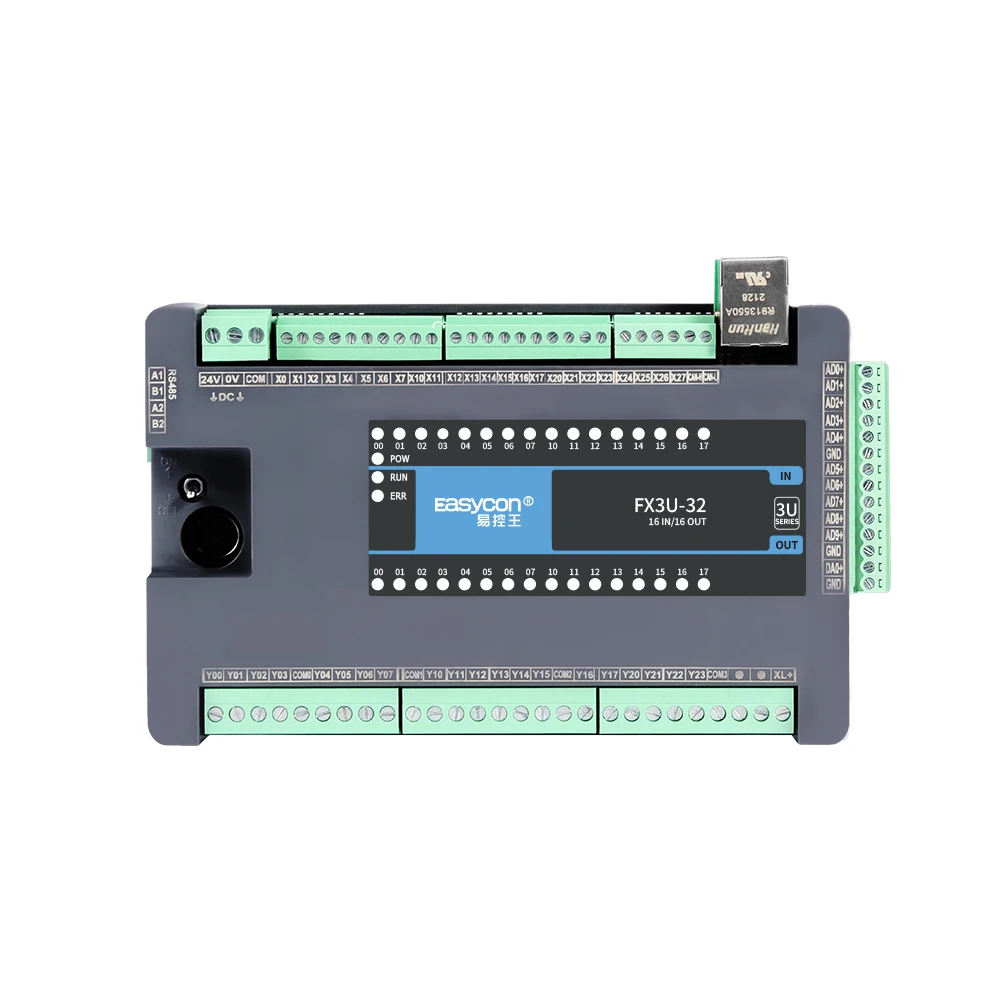 Easycon FX3U 10AI/ 1AO/5AO АД FX3U-32-72 с програмируем логически контролер Ethernet АД термопарами K-тип Изображение 5